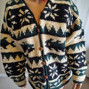 Vintage Heavy Wool Patterned Sweater Jacket